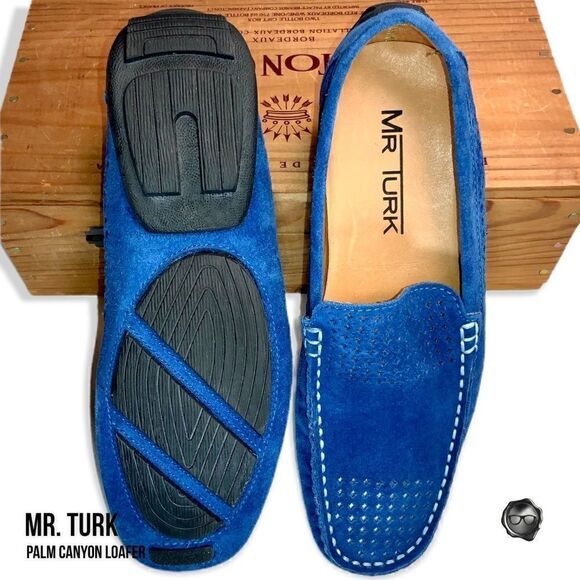 MR TURK PALM CANYON LOAFERS IN BLUE SUEDE DRIVING MOCCASINS MEN’S SIZE 7 & 8 - Picture 3 of 11